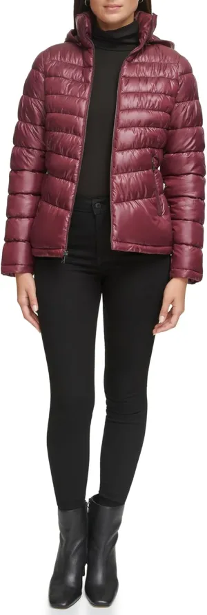 Kenneth Cole Women's Solid Hooded Puffer Jacket
