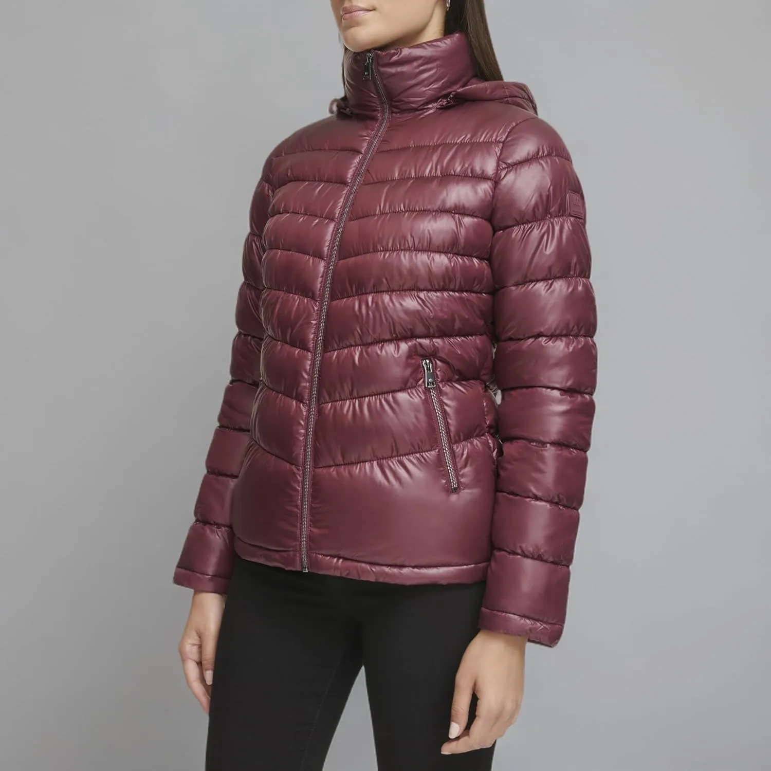 Kenneth Cole Women's Solid Hooded Puffer Jacket