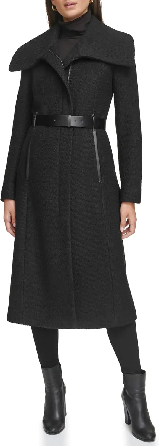 Kenneth Cole Women's Textured Twill Wool Blend Coat