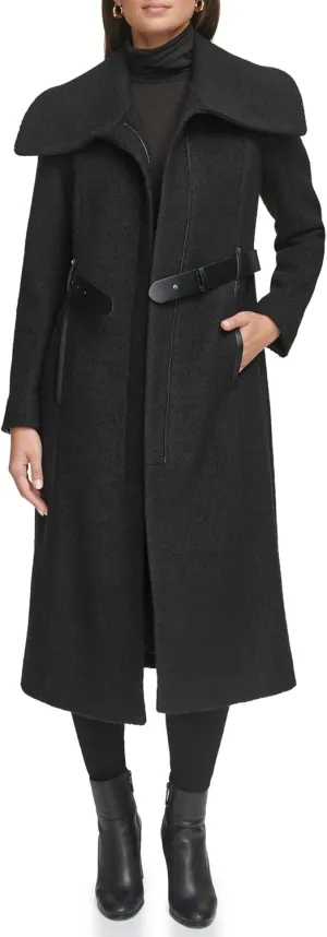Kenneth Cole Women's Textured Twill Wool Blend Coat