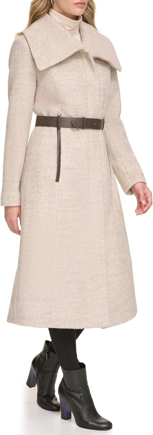Kenneth Cole Women's Textured Twill Wool Blend Coat