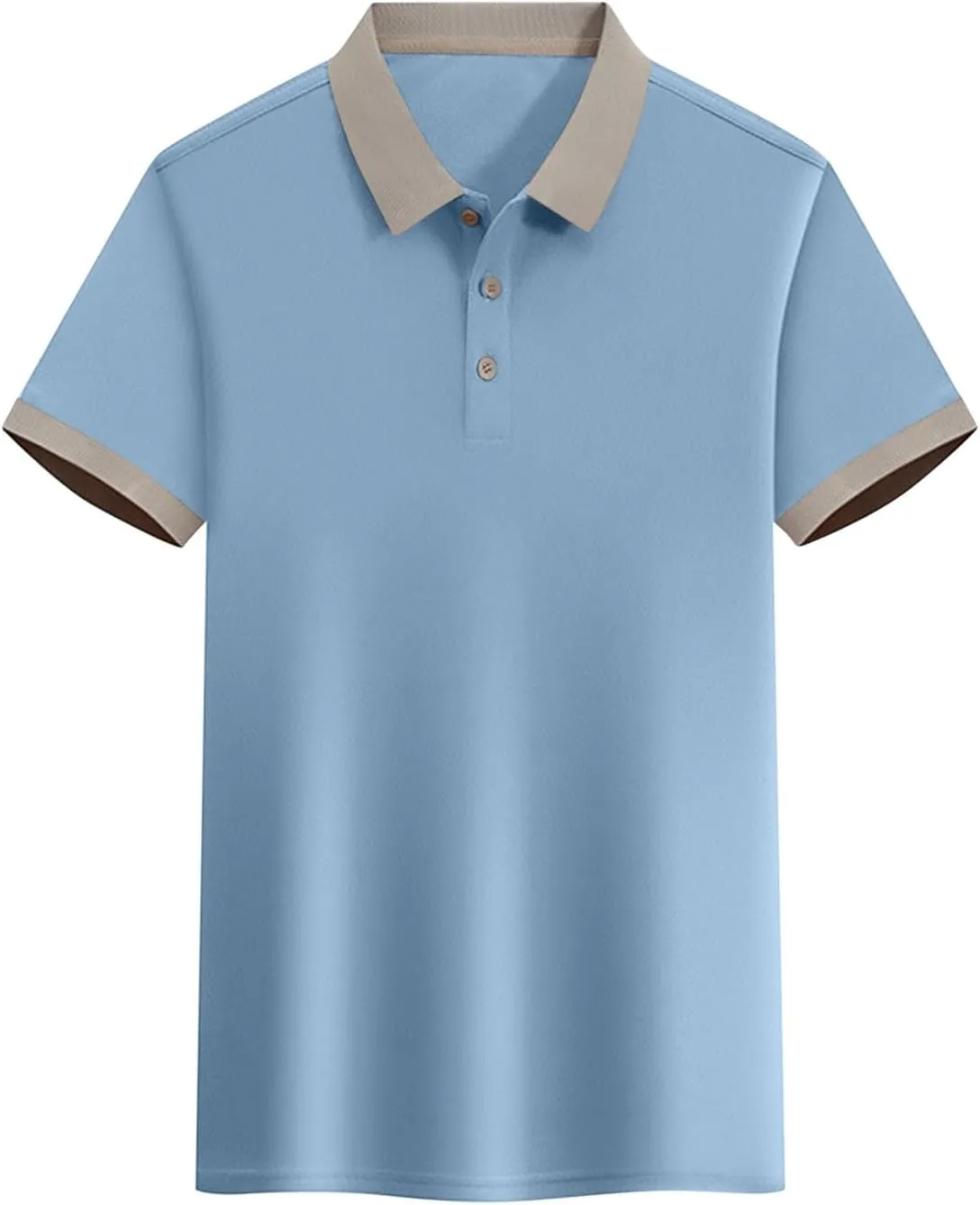 Korean Style Color Block Polo Shirts Mens Slim Fit Golf Tee Tops Summer Short Sleeve Button Collared Athletic Blouse