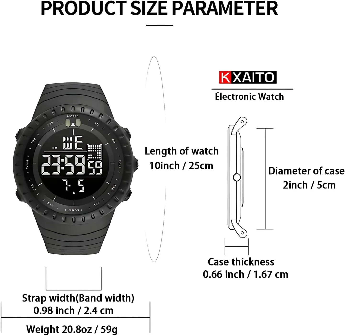 KXAITO Men's Watches Sports Outdoor Waterproof Military Watch Date Multi Function Tactics LED Face Alarm Stopwatch for Men 6256