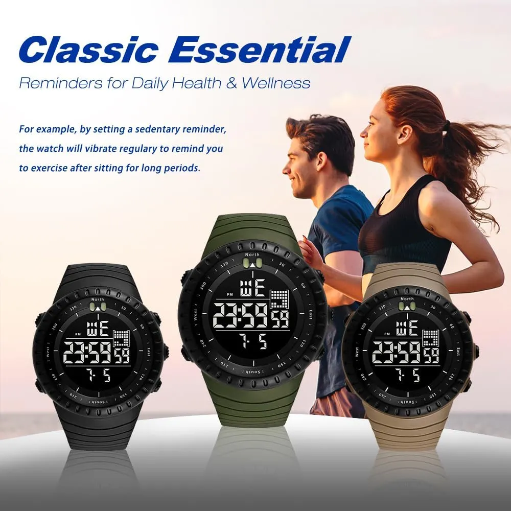 KXAITO Men's Watches Sports Outdoor Waterproof Military Watch Date Multi Function Tactics LED Face Alarm Stopwatch for Men 6256