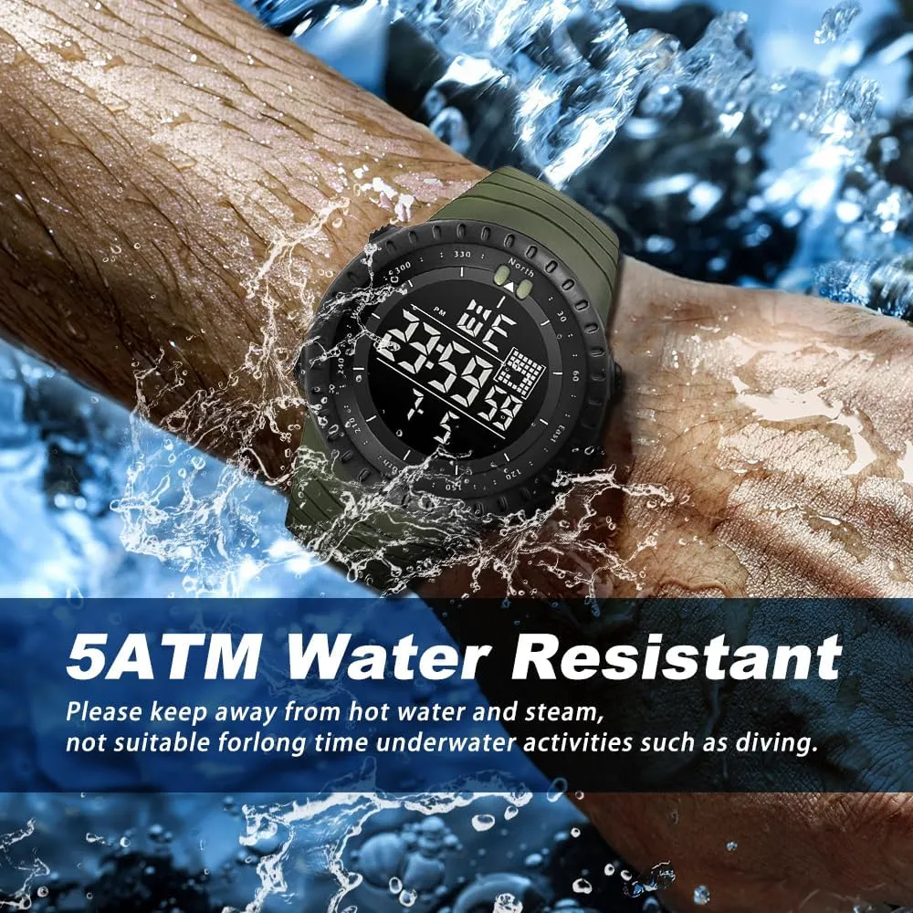 KXAITO Men's Watches Sports Outdoor Waterproof Military Watch Date Multi Function Tactics LED Face Alarm Stopwatch for Men 6256