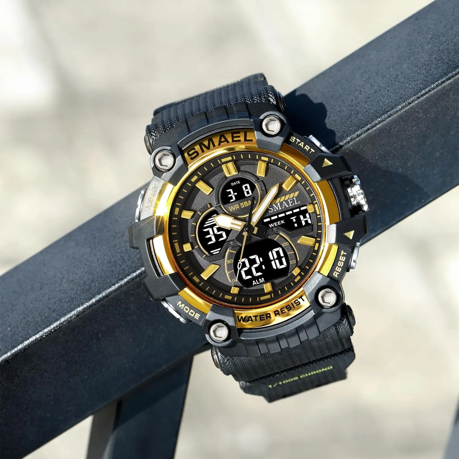 KXAITO Men's Watches Sports Outdoor Waterproof Military Watch Date Multi Function Tactics LED Face Alarm Stopwatch for Men 8079