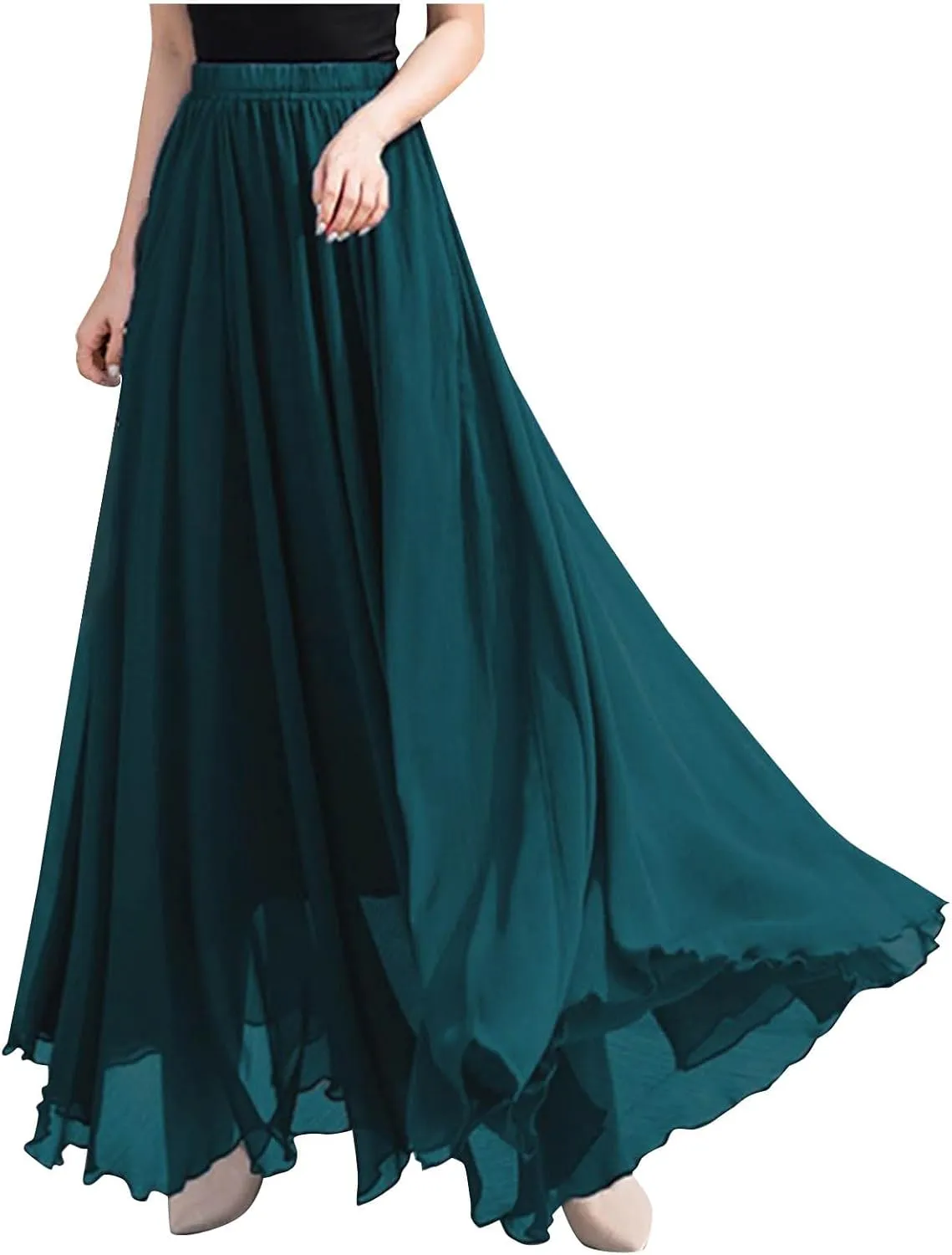 Ladies Chiffon Beach Holiday Skirts for Women Bodycon Flowy Hawaiian Pleated High Cut Maxi Long 2025