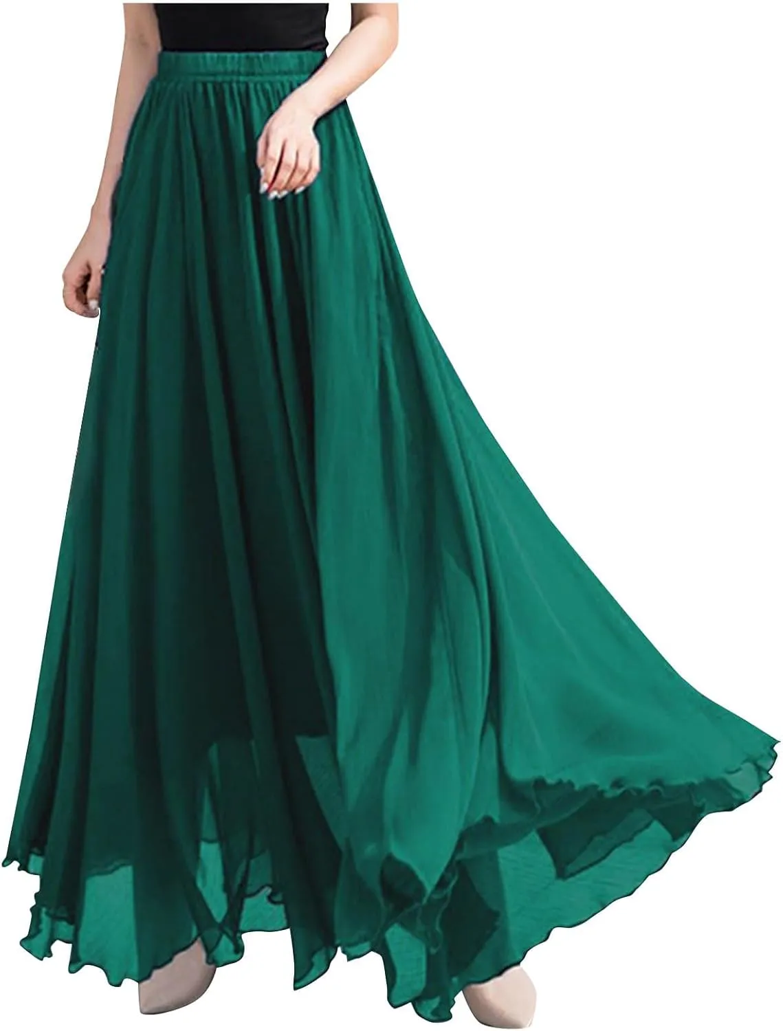 Ladies Chiffon Beach Holiday Skirts for Women Bodycon Flowy Hawaiian Pleated High Cut Maxi Long 2025