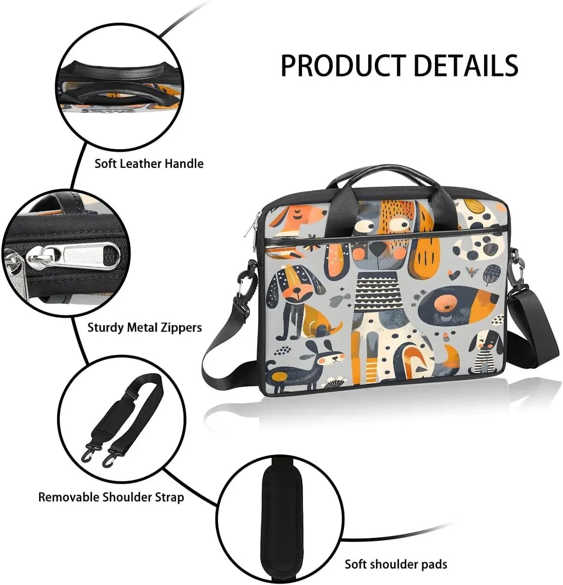 Laptop Shoulder Bag Computer Bag 13-15 Inches Laptop Carrying Case with Shoulder Strap for Women Men