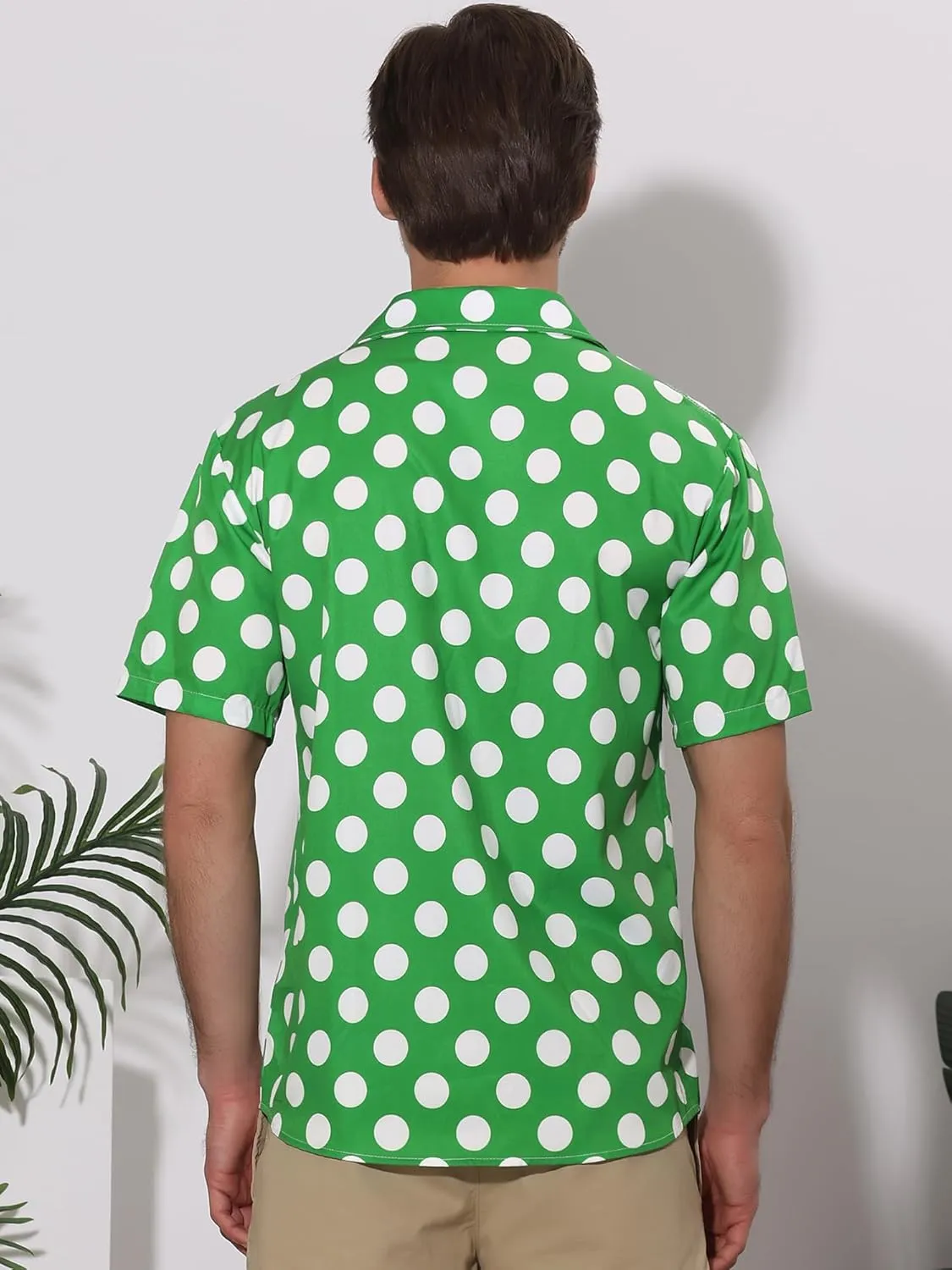 Lars Amadeus Polka Dots Dress Shirts for Men's Slim Fit Short Sleeves Button Summer Shirts