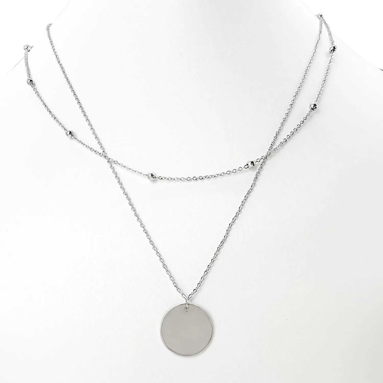 Layered Choker Necklaces for Women,14K Gold Initial Plated Coin Necklace Bar Stacking Layer Necklace Multi Bar Layering Choker Jewelry for Women