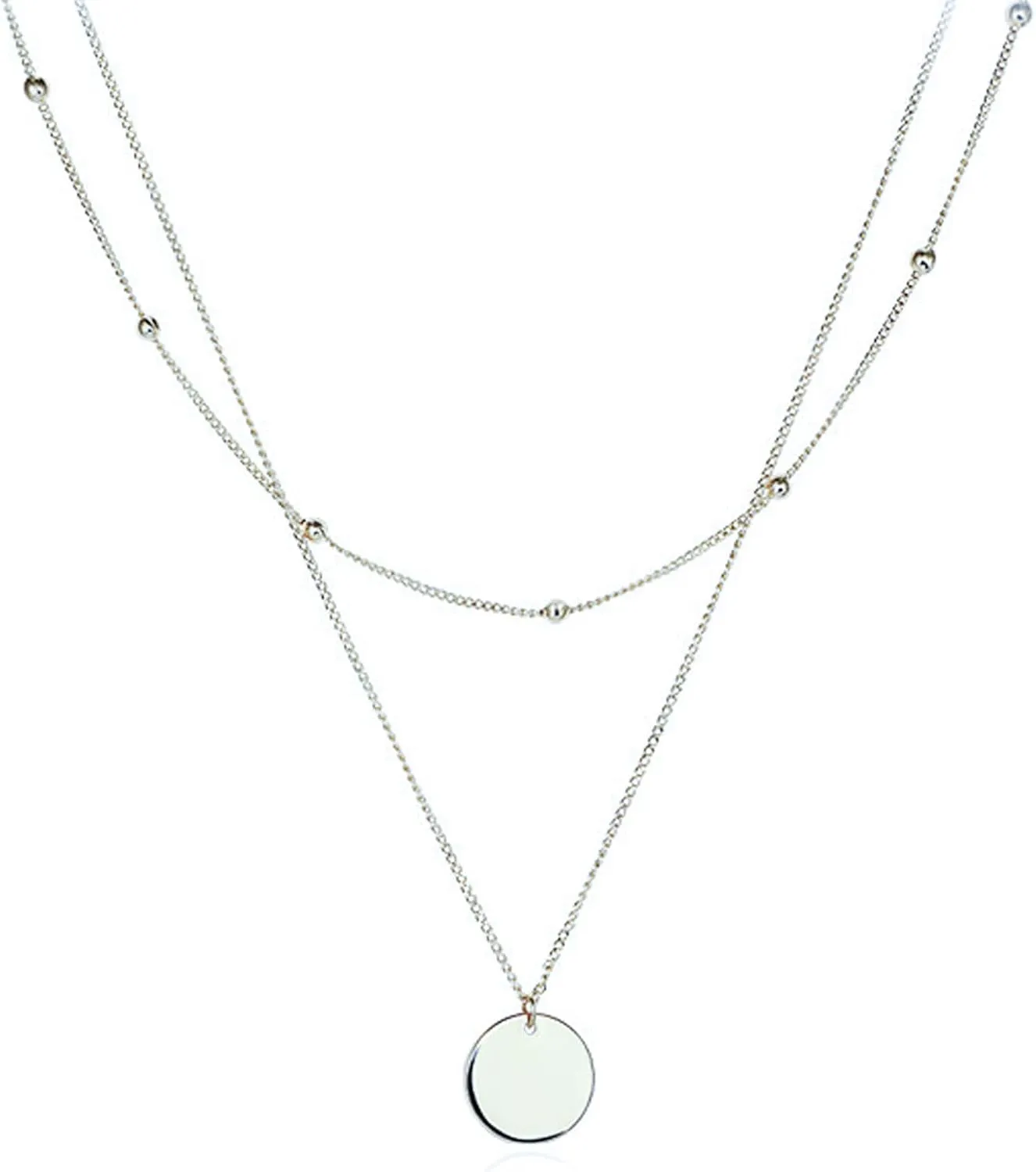 Layered Choker Necklaces for Women,14K Gold Initial Plated Coin Necklace Bar Stacking Layer Necklace Multi Bar Layering Choker Jewelry for Women