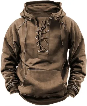 LCMTWX Zip Up Hoodie Men Winter Vintage Long Sleeve Hoodie Half Zipper Hooded Sweatshirt Top Workwear Multi Pocket Outdoor