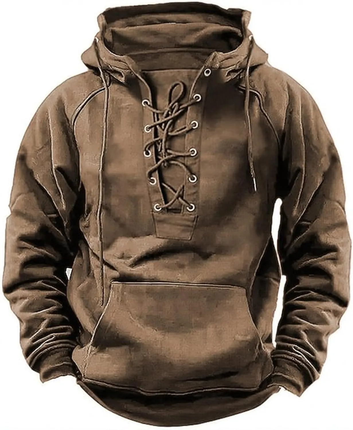 LCMTWX Zip Up Hoodie Men Winter Vintage Long Sleeve Hoodie Half Zipper Hooded Sweatshirt Top Workwear Multi Pocket Outdoor