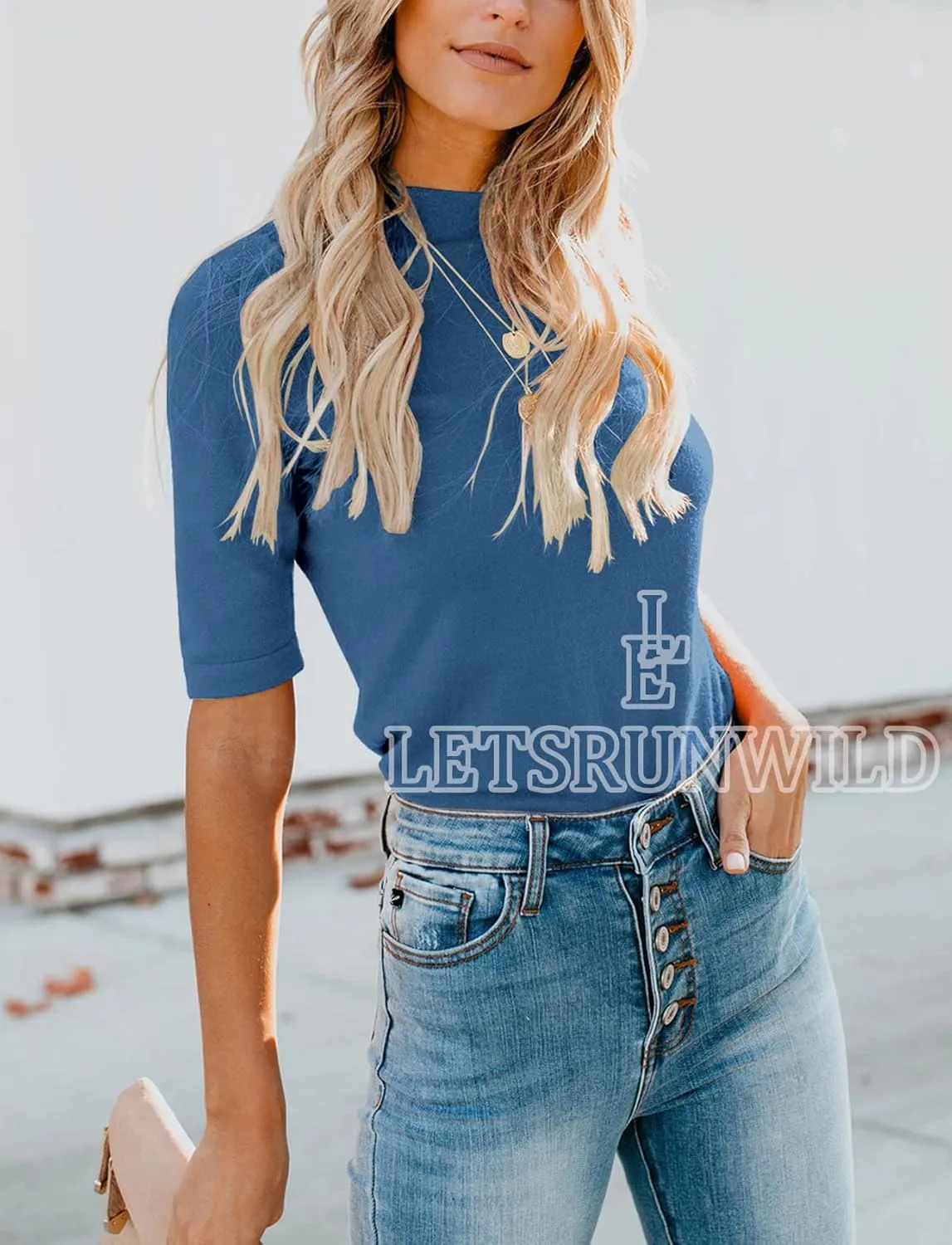 LETSRUNWILD Business Casual Tops for Women Dressy Cute Tops Mock Turtleneck Tshirts Shirts