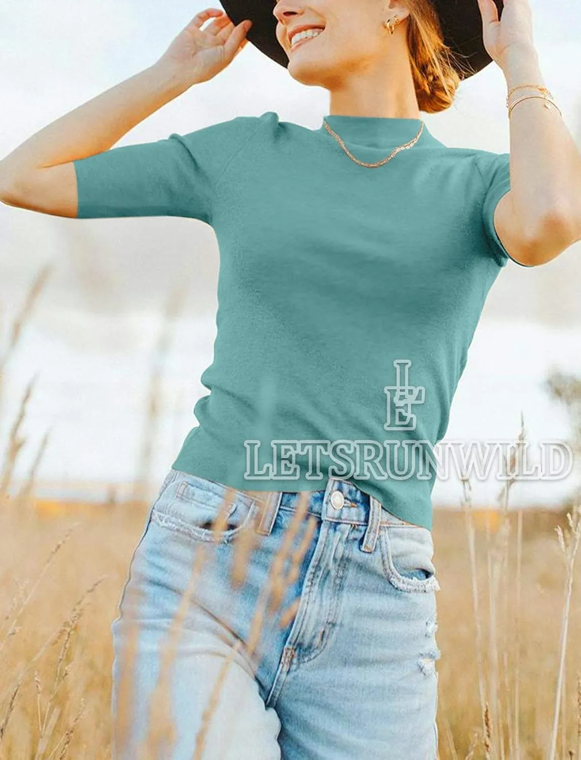 LETSRUNWILD Business Casual Tops for Women Dressy Cute Tops Mock Turtleneck Tshirts Shirts