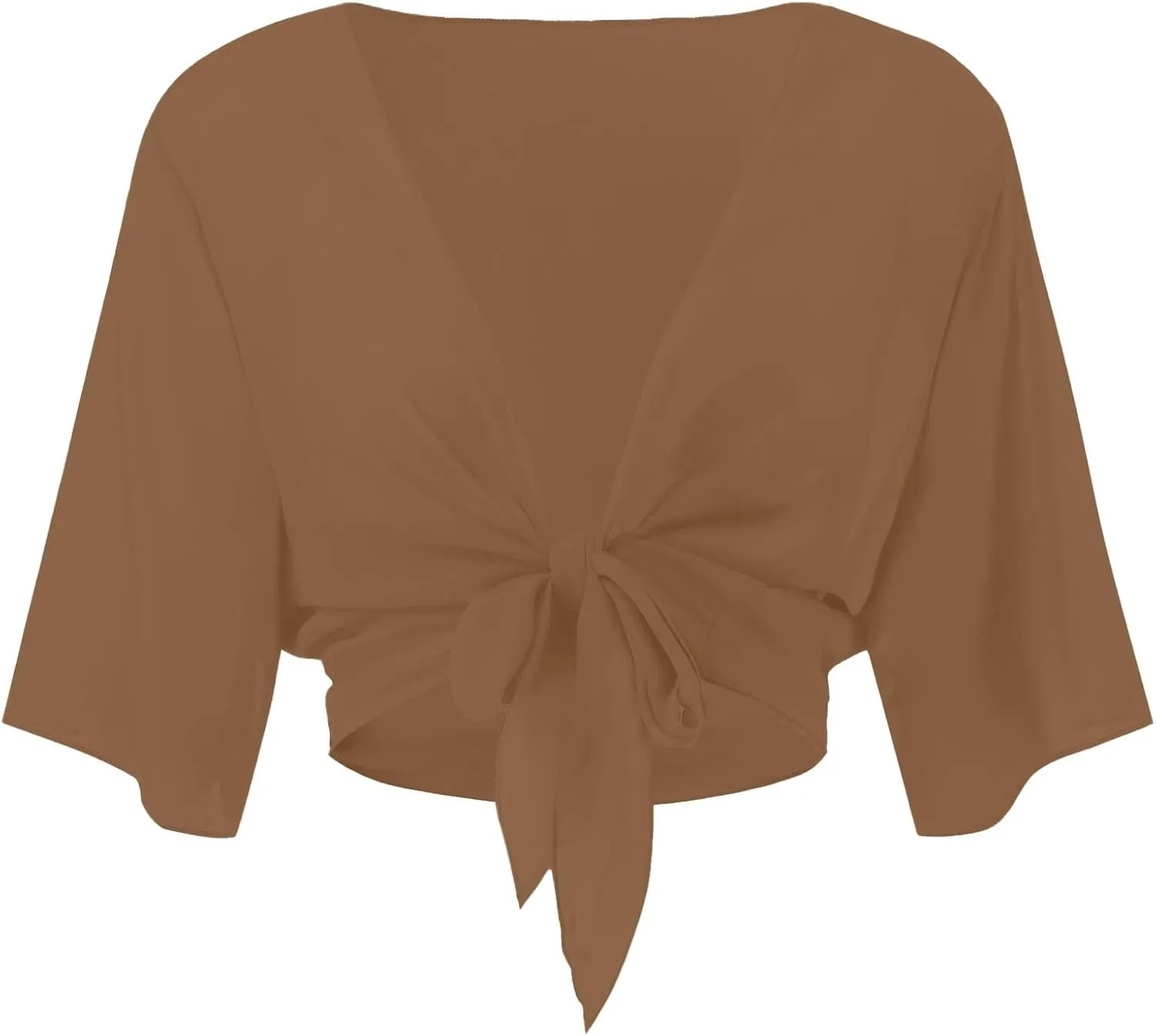 Lightweight Cardigans for Women Chiffon Sheer Shrug Short Sleeve tie Front Cardigan Summer Cropped Cardigan
