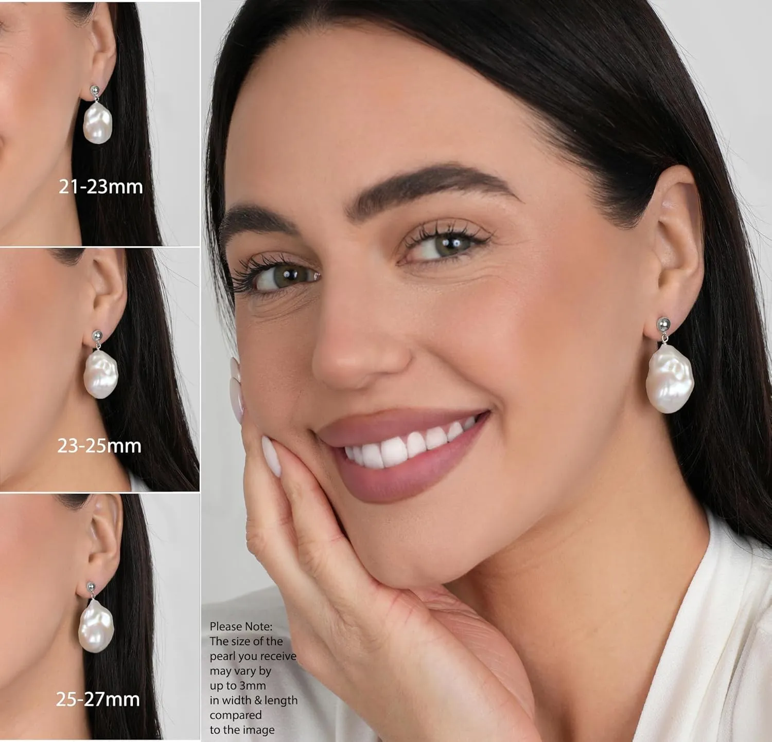 LILY LUSTRE 14k Gold Plated 925 Sterling Silver Handpicked AAAA Quality Natural White Freshwater Cultured Irregular Fireball Baroque Pearl Drop Dangle Bridal Earrings for Women