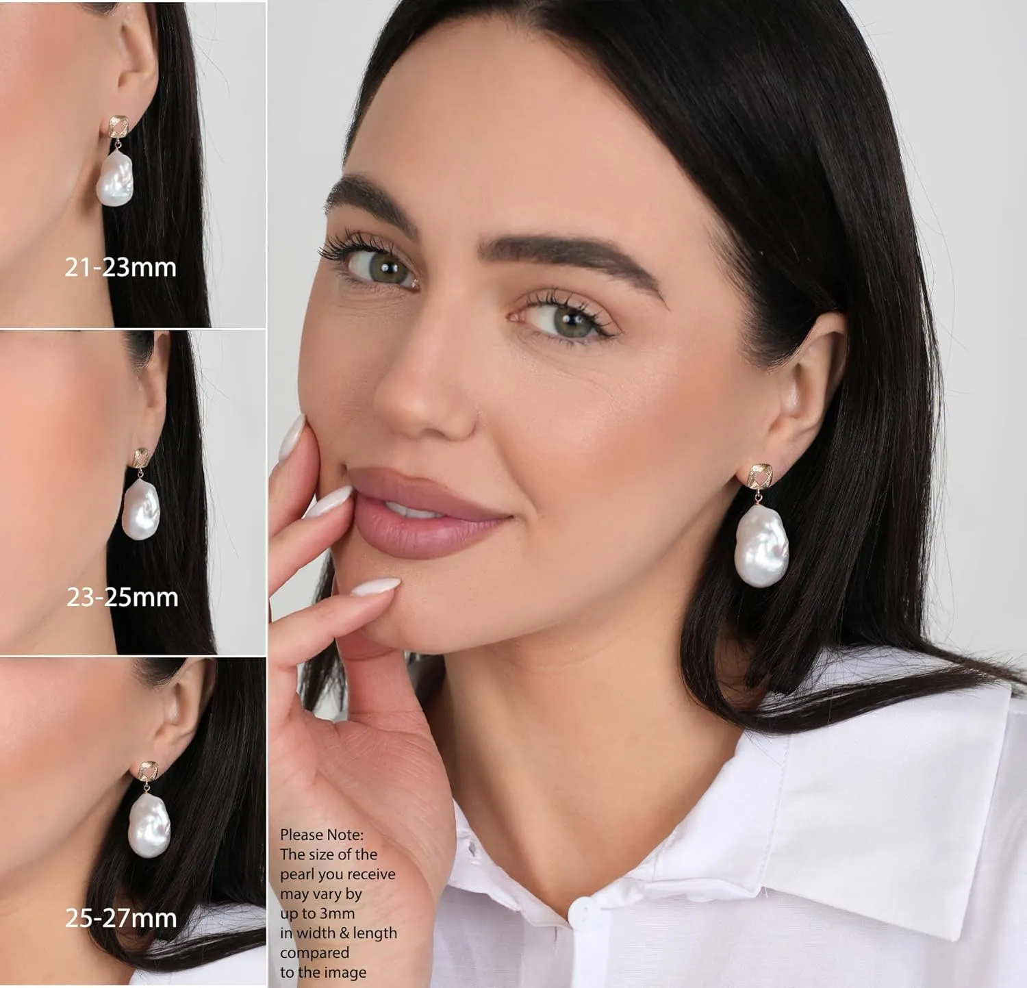 LILY LUSTRE 14k Gold Plated 925 Sterling Silver Handpicked AAAA Quality Natural White Freshwater Cultured Irregular Fireball Baroque Pearl Drop Dangle Bridal Earrings for Women
