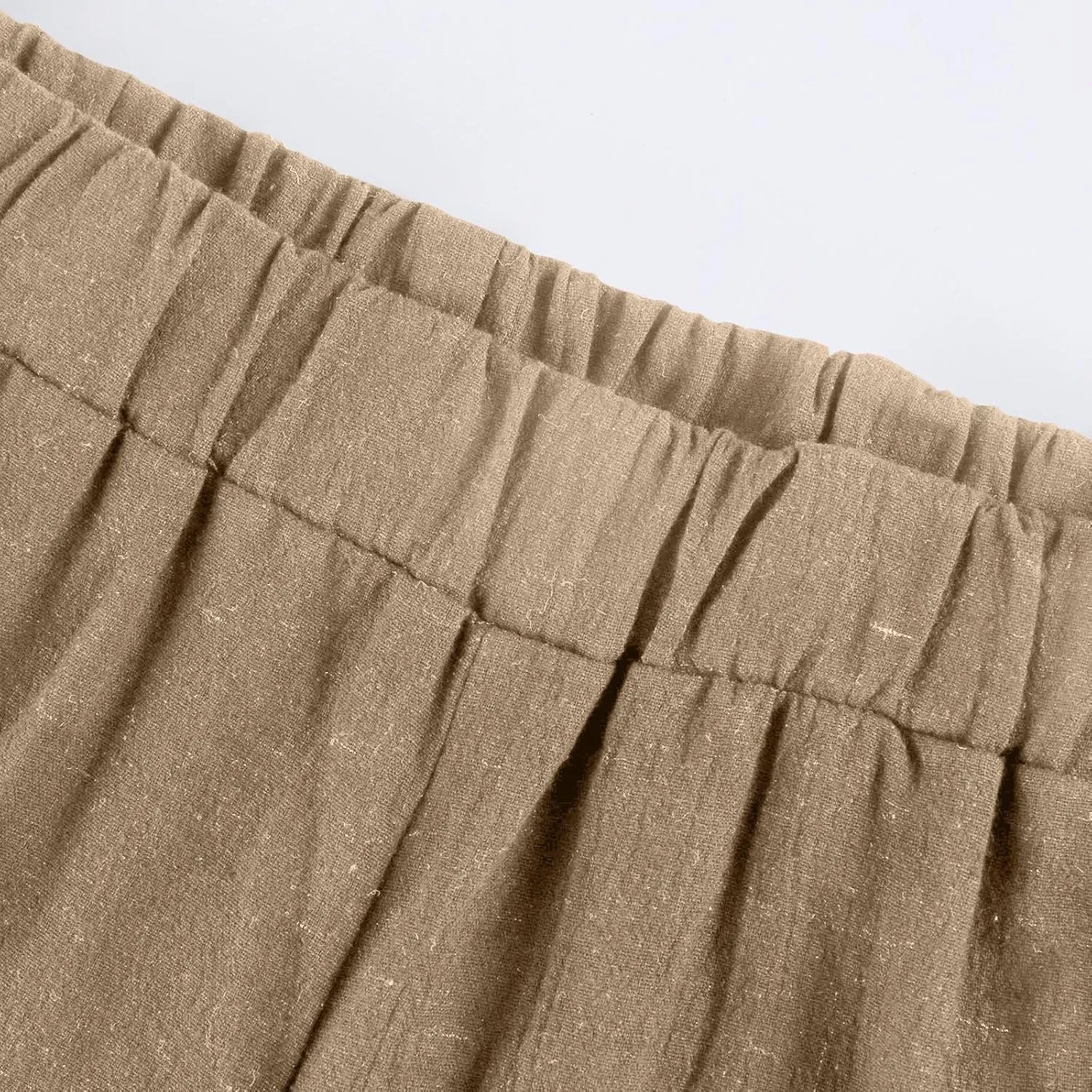 Linen Bermuda Shorts for Women Summer Drawstring Elastic High Short Knee Length Casual Shorts Vacation Beach Trousers