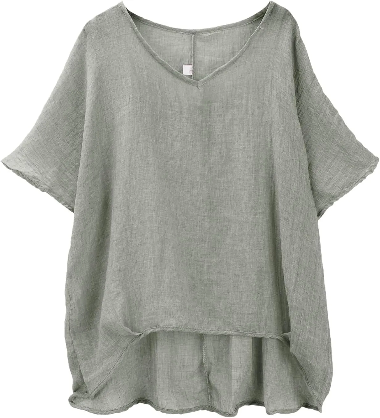 Linen Shirts for Women Summer 2025 Trendy Plus Size Crewneck Short Sleeve Cute Tops Casual Loose Fit Comfy Blouses