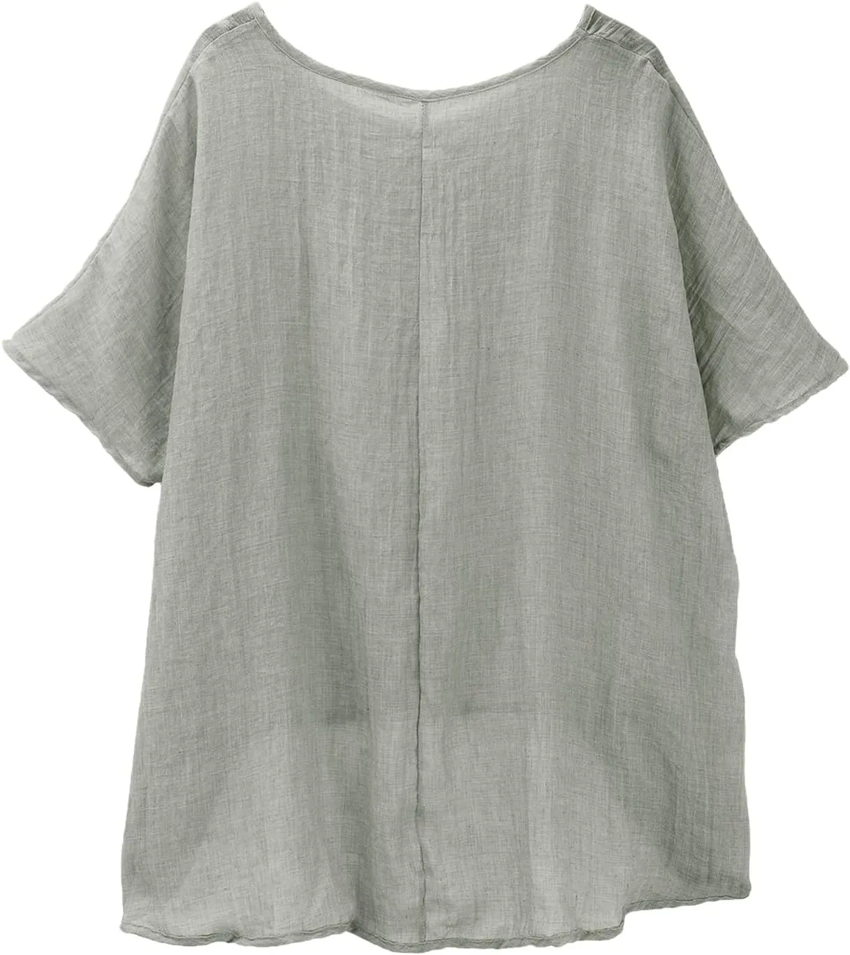 Linen Shirts for Women Summer 2025 Trendy Plus Size Crewneck Short Sleeve Cute Tops Casual Loose Fit Comfy Blouses