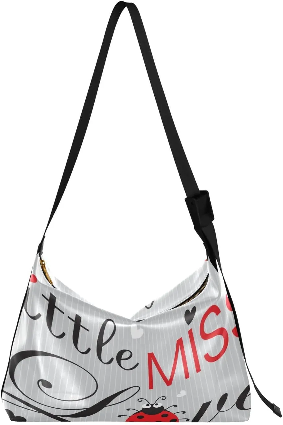 Little Miss Love Bug Hobo Crossbody Bags for Women Leather Large Shoulder Bag Cross Body Valentine's Day Lettering Trendy Womens Tote Bags Handbag for Travel Shopping