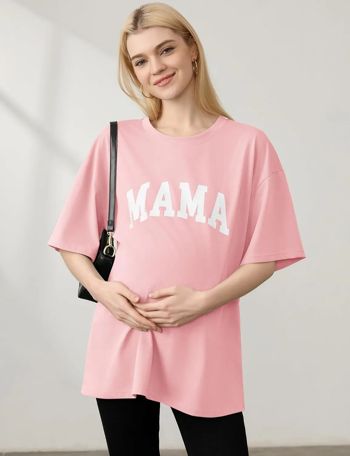 LOMON Oversized T Shirts for Women Short Sleeve Crewneck Summer Tops Loose Casual Mama Shirts Basic Tee