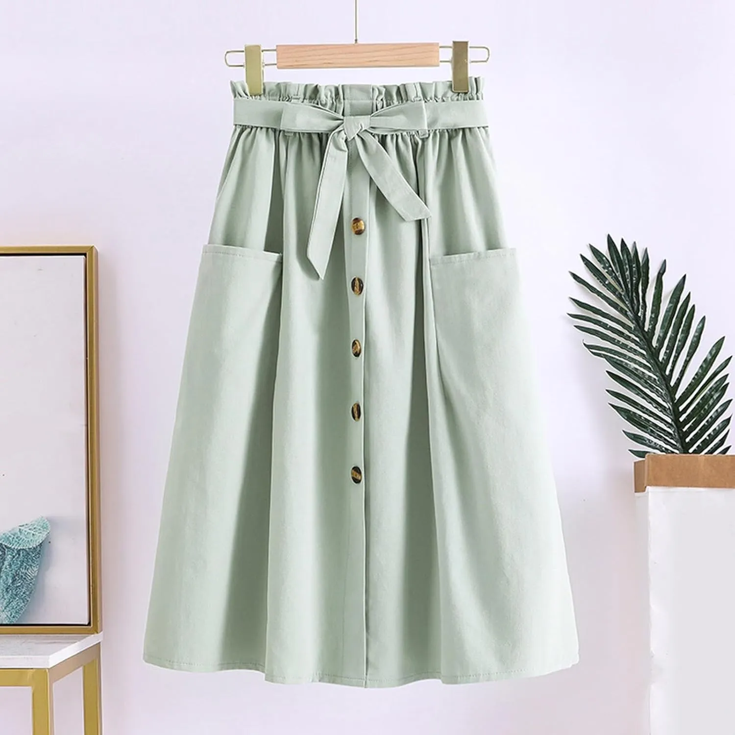 Long Skirts for Women Women's Casual High Waist Pleated A Line Midi Skirt with Pocket