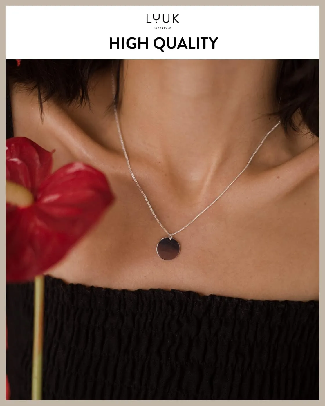 LUUK LIFESTYLE 925 sterling silver filigree necklace for women with pendant, trendy feminine jewelry for everyday life, adjustable length, 19?? gift idea for her, gift card, silver, gold, and rosgold