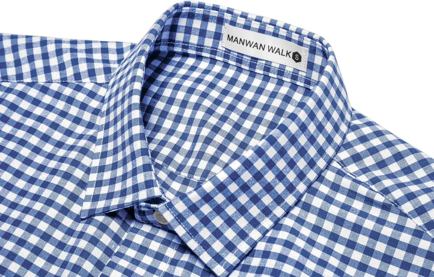 Manwan walk Mens Short Sleeve Plaid Casual Button Down Shirts Gingham Regular Fit Dress Shirts