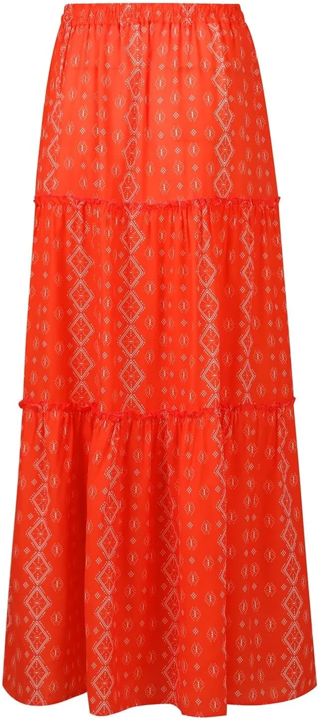 Maxi Boho Skirts for Women Flowy Floral High Waisted Tiered Long Skirts Ladies Casual Bohemian Summer Clothes 2025