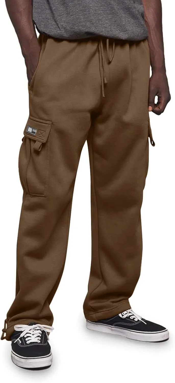 Men Cargo Combat Work Pant Gym Running Jogger Plain Stretch Sweat Pants Loose Linen Track Lounge Pants