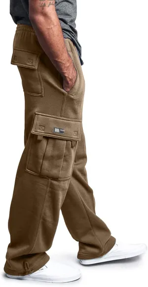 Men Cargo Combat Work Pant Gym Running Jogger Plain Stretch Sweat Pants Loose Linen Track Lounge Pants