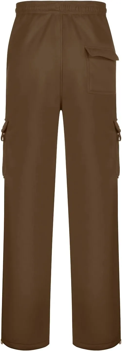 Men Cargo Combat Work Pant Gym Running Jogger Plain Stretch Sweat Pants Loose Linen Track Lounge Pants