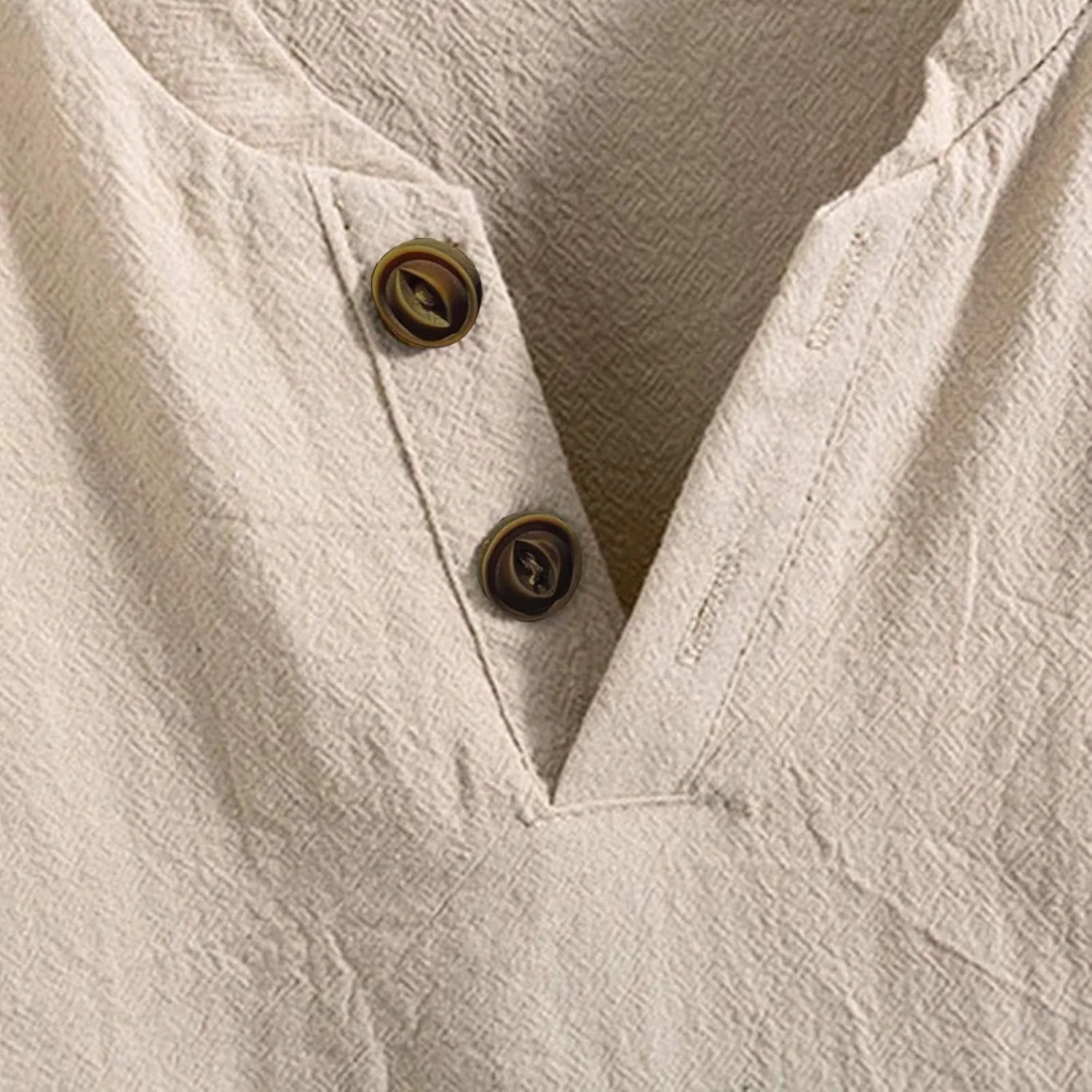 Men's 2 Pieces Linen Set Casual Henley Shirts Short Sleeve Beach Casual Shorts Summer Pants Outfits Vacation Set