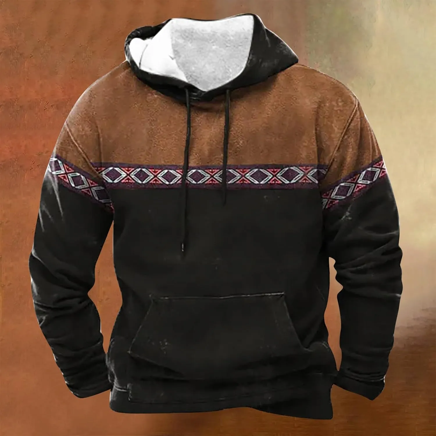 Men's Blue, Black, Brown Polyester Classic Hoodie with Half Sleeve and Hooded Neck
