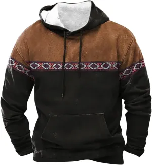Men's Blue, Black, Brown Polyester Classic Hoodie with Half Sleeve and Hooded Neck