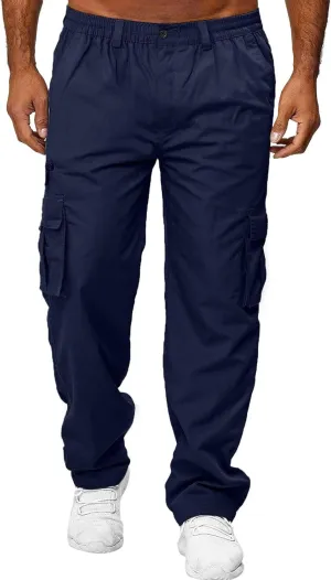 Mens Cargo Jeans with Leg Pockets Loose Fit Cargo Pants Baggy Work Golf Trousers Casual Slacks