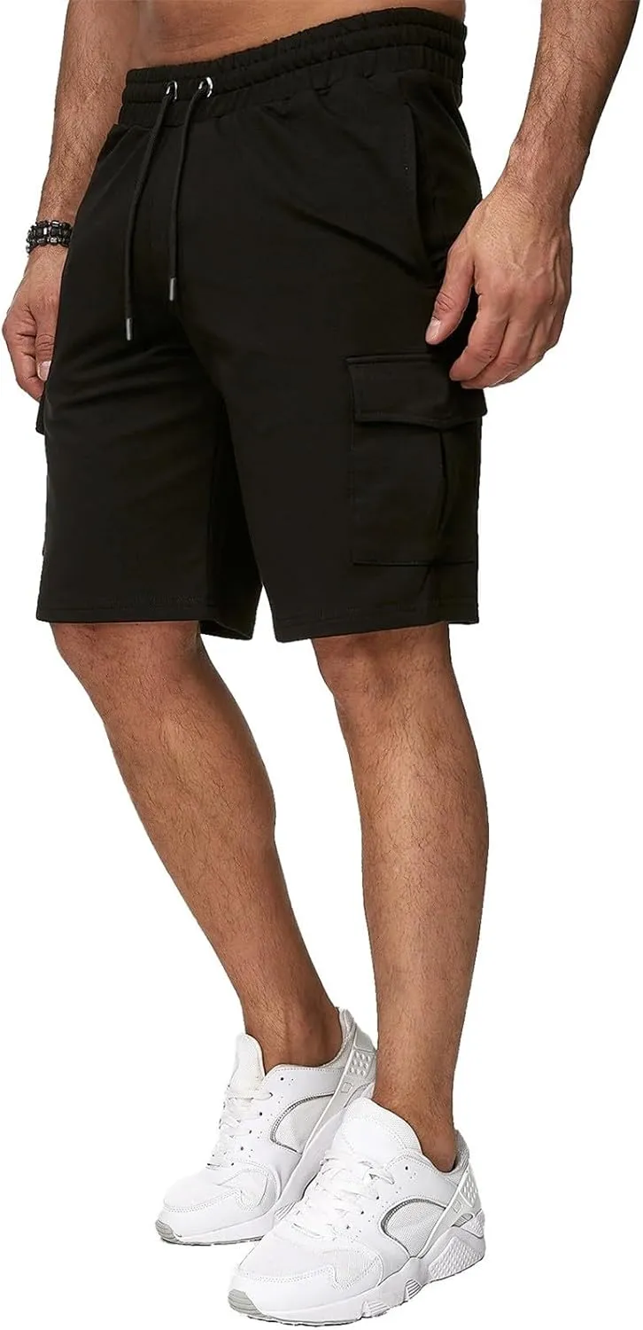 Mens Cargo Shorts Elastic Waistband Multi Pockets Casual Work Shorts for Men Loose Fit Lightweight Gym Workout Running Shorts