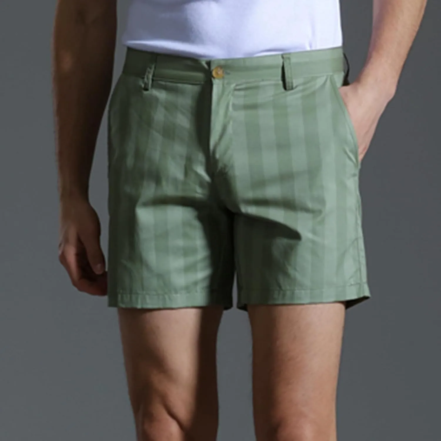 Mens Casual Striped Shorts Slim Fit 9" Inseam Chino Shorts Cotton Twill Flat Front Dress Shorts with Pockets Summer Outfits