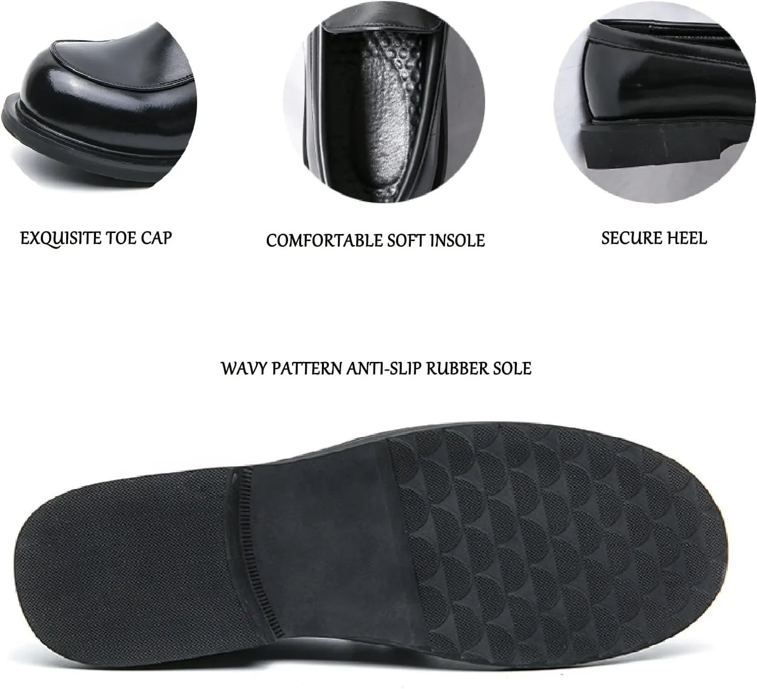 Men's Chain Penny Loafers Round Toe Soft Bottom Non-Slip Slip-On Low Heel Business Dress Shoes for Office Work Party