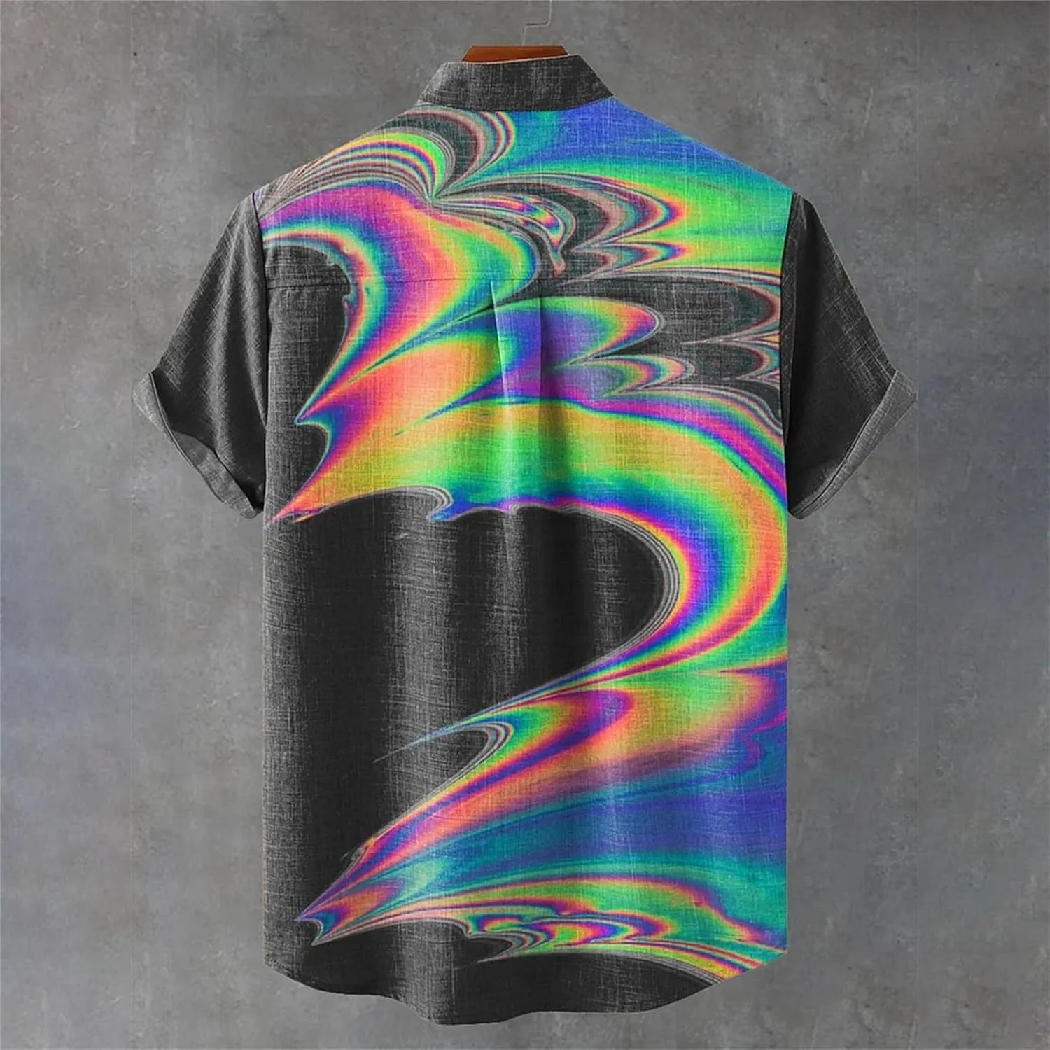 Mens Hawaiian Shirts Cotton Linen Short Sleeve Loose Fit Shirt Button Down Casual Summer Beach Vacation Shirts
