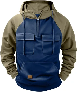 Men's Hoodies with Quarter Zip Pullover, Stylish and Comfortable Zipper Hoodie for Outdoor Activities