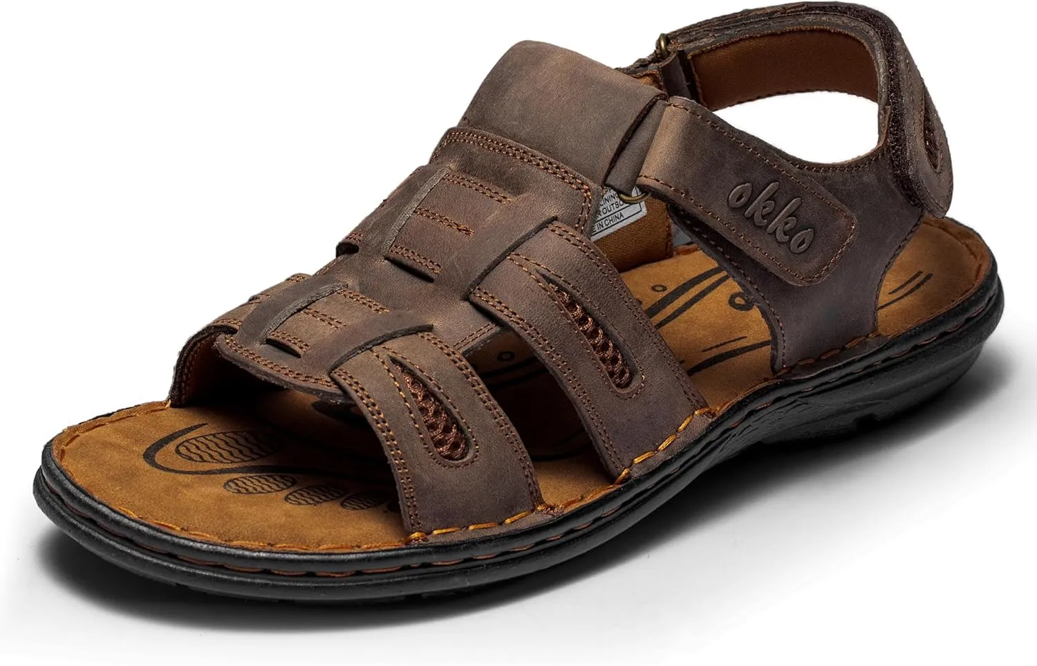 Mens Leather Sandals Open Toe Athletic Fisherman Sandal Casual Summer Outdoor Shoes for Men