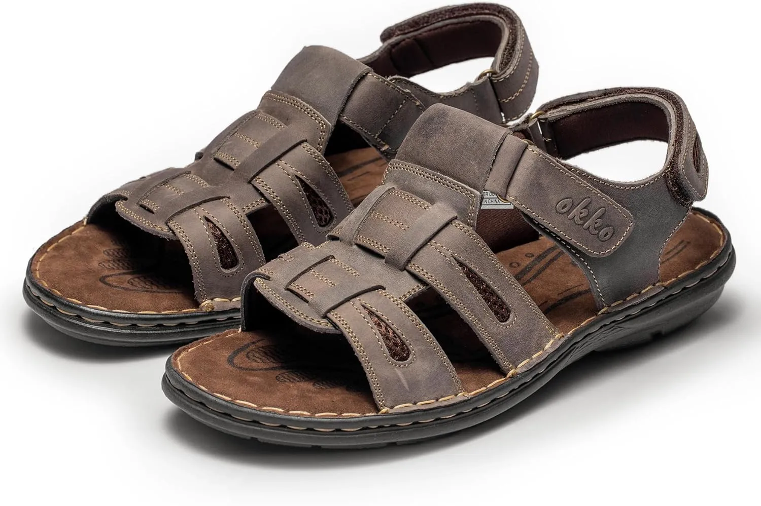Mens Leather Sandals Open Toe Athletic Fisherman Sandal Casual Summer Outdoor Shoes for Men