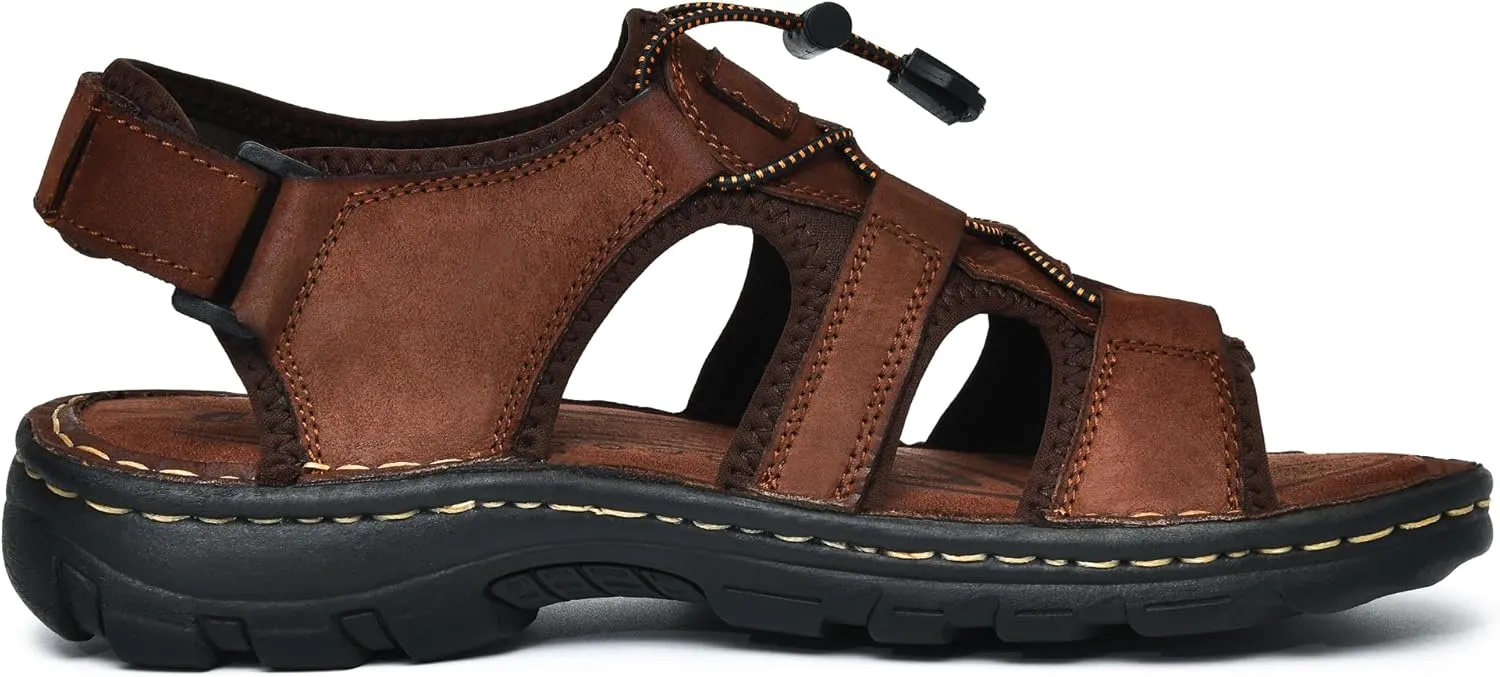 Mens Leather Sandals Open Toe Athletic Fisherman Sandal Casual Summer Outdoor Shoes for Men
