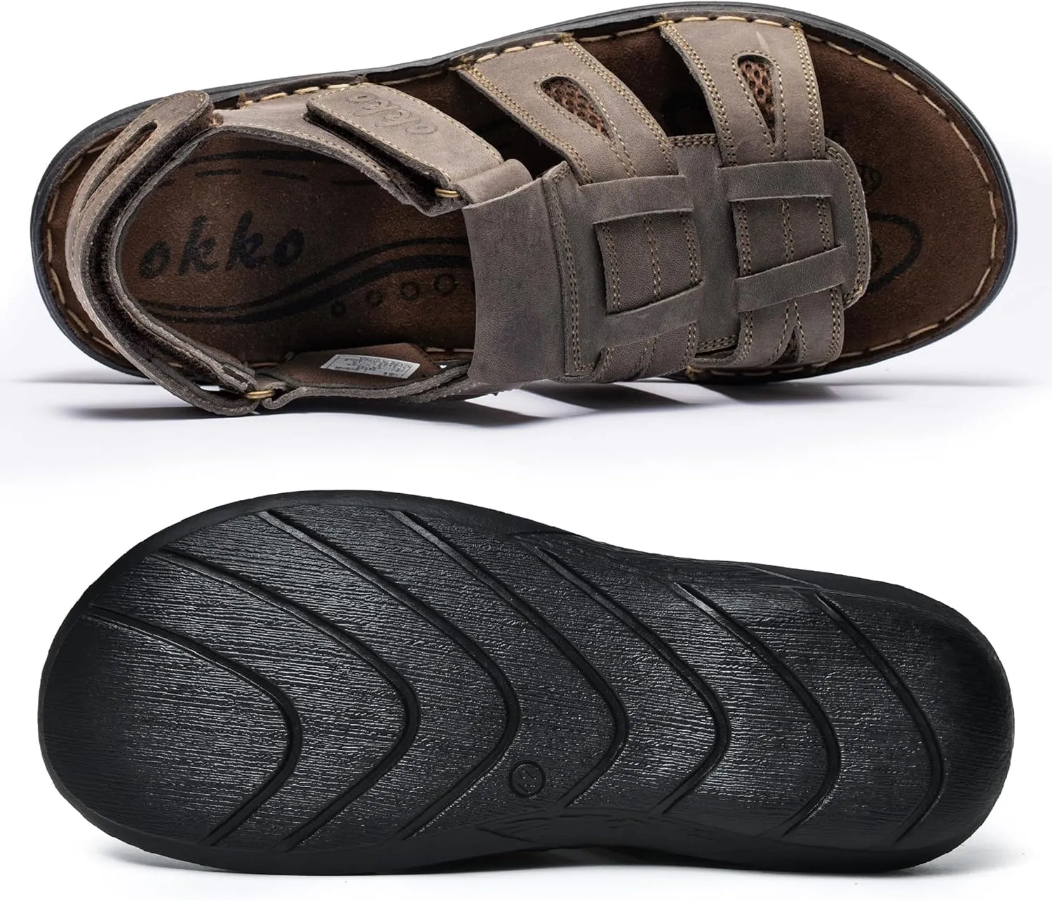 Mens Leather Sandals Open Toe Athletic Fisherman Sandal Casual Summer Outdoor Shoes for Men