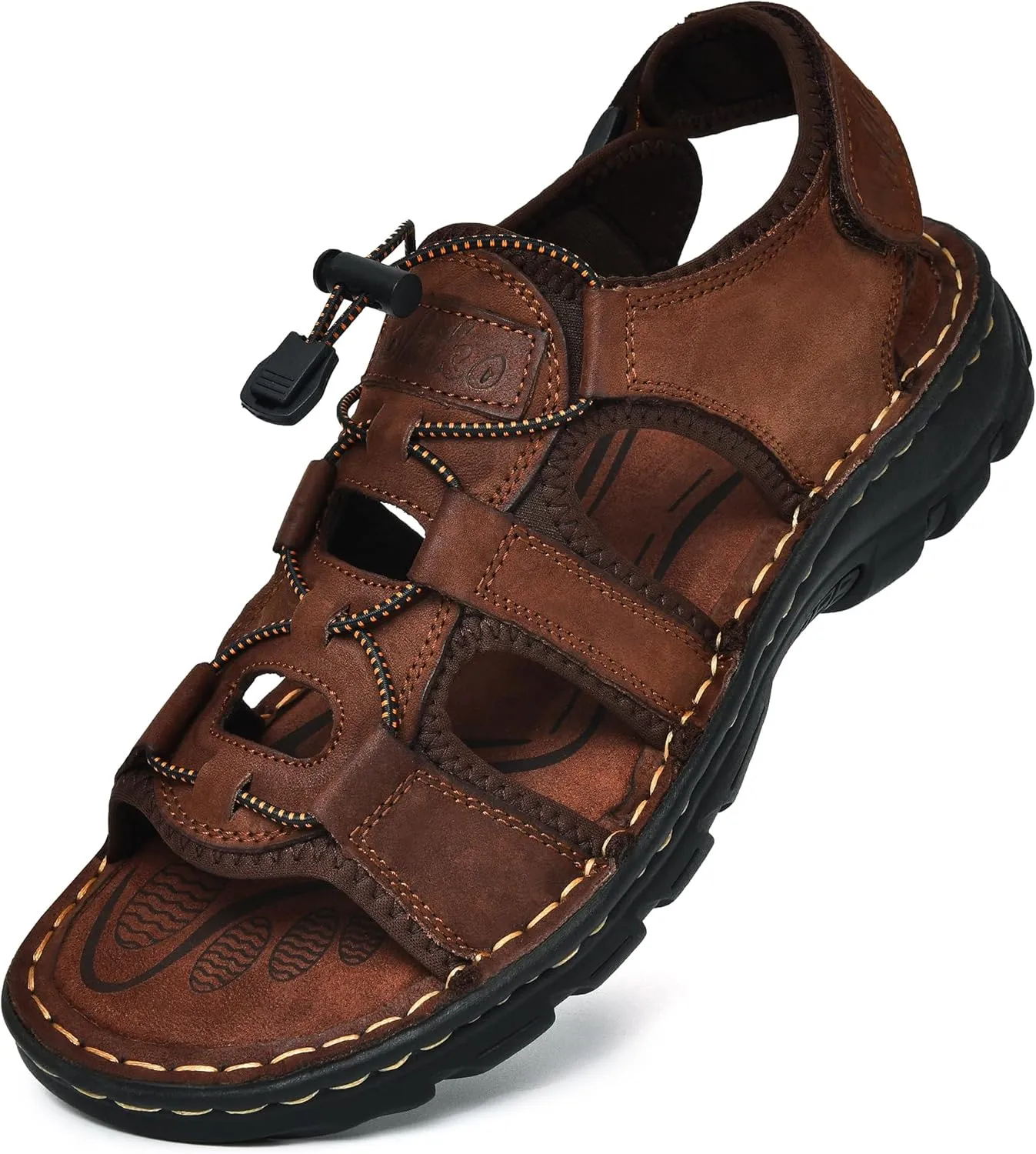 Mens Leather Sandals Open Toe Athletic Fisherman Sandal Casual Summer Outdoor Shoes for Men