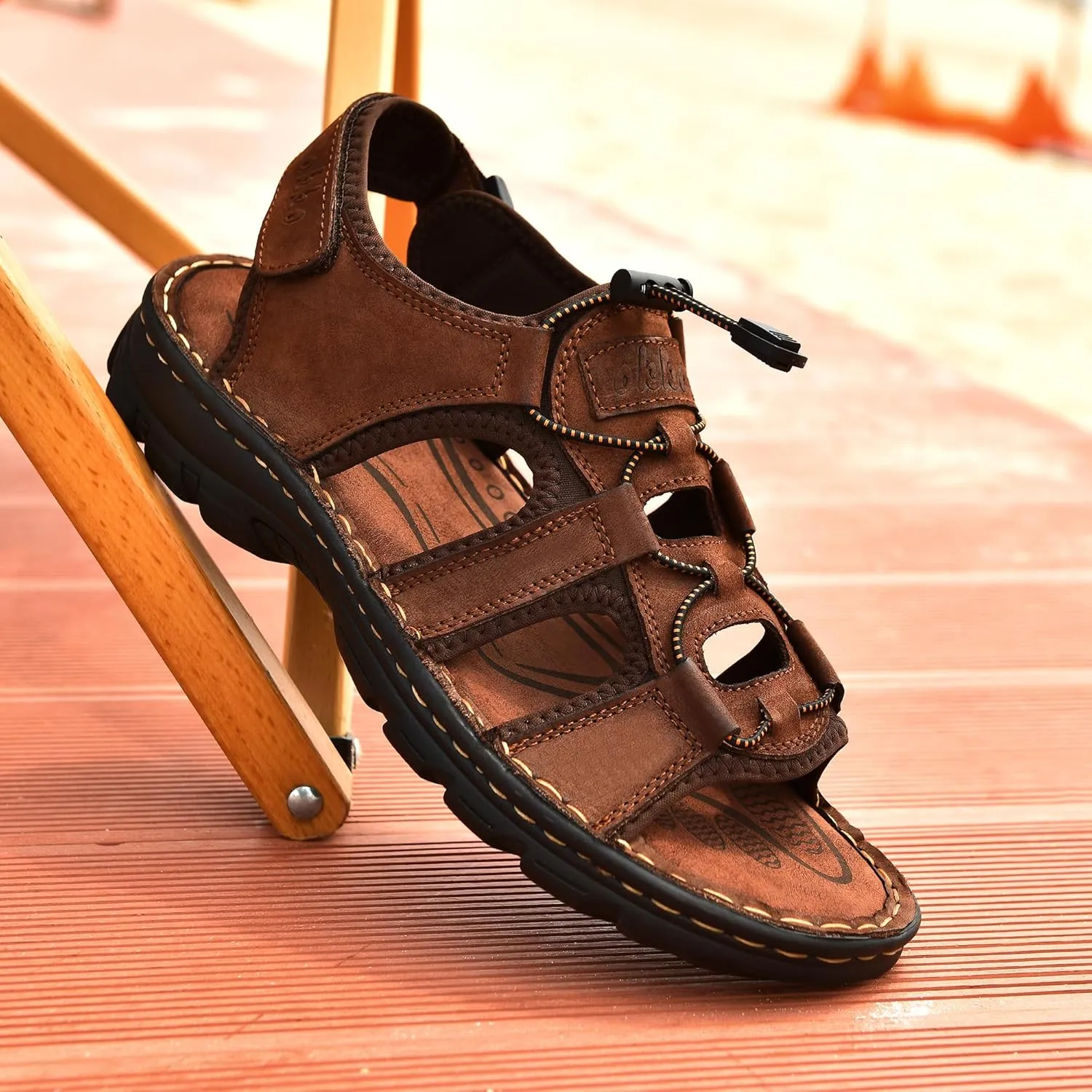 Mens Leather Sandals Open Toe Athletic Fisherman Sandal Casual Summer Outdoor Shoes for Men